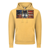 Vintage Mustard Wolf with american flag and leopard Vintage Hoodie - RanaPortraitStore