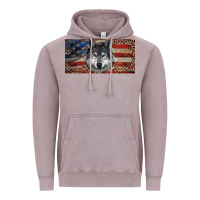 Vintage Zinc Wolf with american flag and leopard Vintage Hoodie - RanaPortraitStore