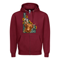 Burgundy idaho map long haired cow Zipper Hoodie - Jasminsmagicworld