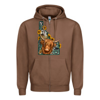 Chestnut idaho map long haired cow Zipper Hoodie - Jasminsmagicworld