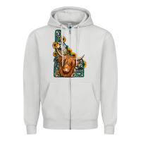 Dove Grey idaho map long haired cow Zipper Hoodie - Jasminsmagicworld