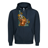 Navy idaho map long haired cow Zipper Hoodie - Jasminsmagicworld