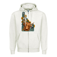 Oatmeal Heather idaho map long haired cow Zipper Hoodie - Jasminsmagicworld