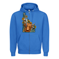 True Royal idaho map long haired cow Zipper Hoodie - Jasminsmagicworld