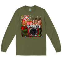 Army Green Christmas Santa Vintage Camera Long Sleeve Tee - FaDigitalArtStudio