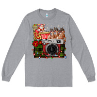 Heather Grey Christmas Santa Vintage Camera Long Sleeve Tee - FaDigitalArtStudio