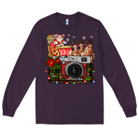 Plum Christmas Santa Vintage Camera Long Sleeve Tee - FaDigitalArtStudio