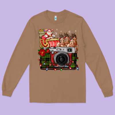 Christmas Santa Vintage Camera Long Sleeve Tee Designed By Fadigitalartstudio