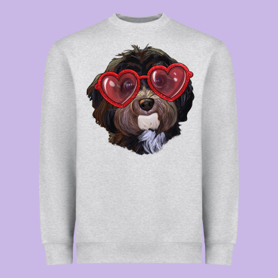 Heavyweight Sweatshirt Havanese dog with love glasses