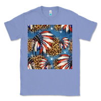 Colony Blue 4th of july indian headdress seamless pattern Classic Tee - HRA Design Shop