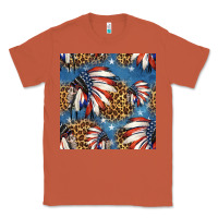 Copper 4th of july indian headdress seamless pattern Classic Tee - HRA Design Shop