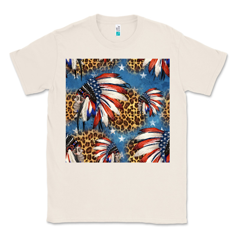 4th Of July Indian Headdress Seamless Pattern Classic Tee by HRA Design Shop | Teevron