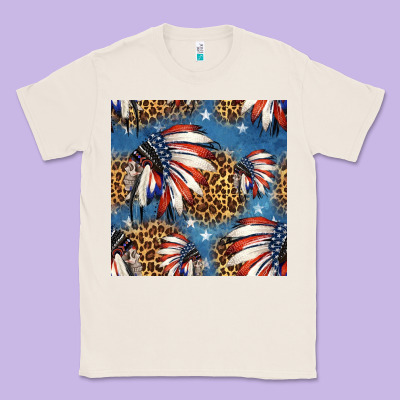 4th Of July Indian Headdress Seamless Pattern Classic Tee Designed By Hra Design Shop