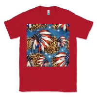 Red 4th of july indian headdress seamless pattern Classic Tee - HRA Design Shop