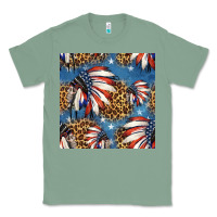 Sage 4th of july indian headdress seamless pattern Classic Tee - HRA Design Shop