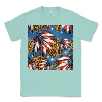 Seafoam 4th of july indian headdress seamless pattern Classic Tee - HRA Design Shop