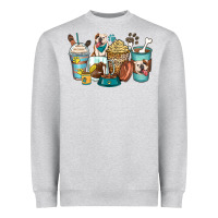 Heather Grey english bulldog coffee cups Heavyweight Sweatshirt - Zillion Design Studio