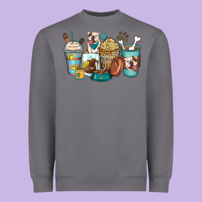 English Bulldog Coffee Cups Heavyweight Sweatshirt Designed By Zillion Design Studio