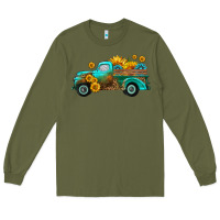 Army Green farm truck with sunflower Long Sleeve Tee - HRA Design Shop