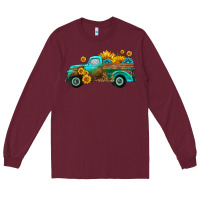 Burgundy farm truck with sunflower Long Sleeve Tee - HRA Design Shop