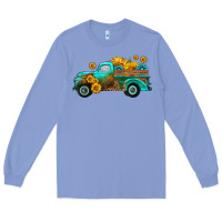 Colony Blue farm truck with sunflower Long Sleeve Tee - HRA Design Shop