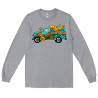 Heather Grey farm truck with sunflower Long Sleeve Tee - HRA Design Shop