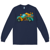 Navy farm truck with sunflower Long Sleeve Tee - HRA Design Shop