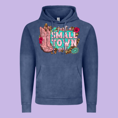Vintage Hoodie just a small town girl cowgirl boots