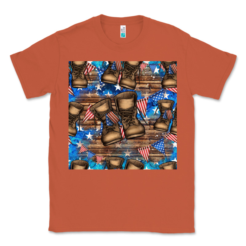 4th Of Juky Veteran Boots Seamless Pattern Classic Tee by HRA Design Shop | Teevron