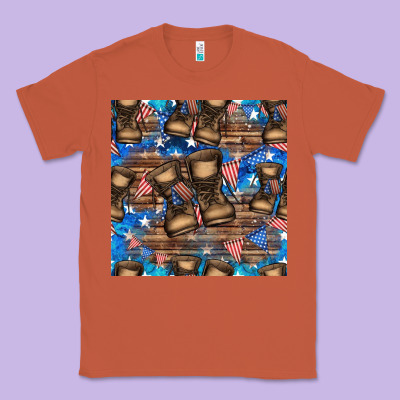4th Of Juky Veteran Boots Seamless Pattern Classic Tee Designed By Hra Design Shop