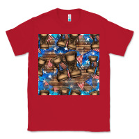 Red 4th of juky veteran boots seamless pattern Classic Tee - HRA Design Shop