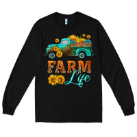Black farm truck  farm life with sunflower Long Sleeve Tee - HRA Design Shop