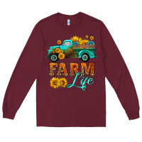 Burgundy farm truck  farm life with sunflower Long Sleeve Tee - HRA Design Shop