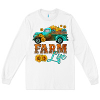 White farm truck  farm life with sunflower Long Sleeve Tee - HRA Design Shop