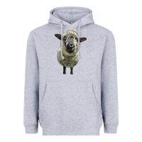 Heather Grey hampshire sheep head Heavyweight Hoodie - LillyAllenDesigns
