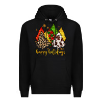 Black happy holidays with christmas tree Premium Hoodie - MaliasSmallBusiness