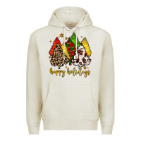 Oatmeal Heather happy holidays with christmas tree Premium Hoodie - MaliasSmallBusiness