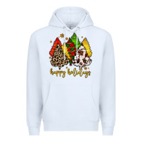 White happy holidays with christmas tree Premium Hoodie - MaliasSmallBusiness