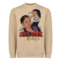 Self Made Babe Afro Black Woman Heavyweight Sweatshirt | Teevron