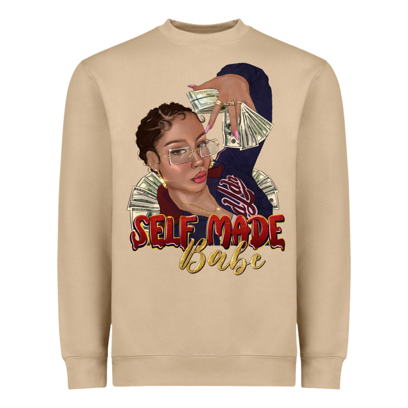 Self Made Babe Afro Black Woman Heavyweight Sweatshirt by texasbilliewilder | Teevron