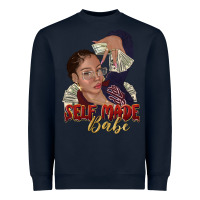 Navy self made babe afro black woman Heavyweight Sweatshirt - texasbilliewilder