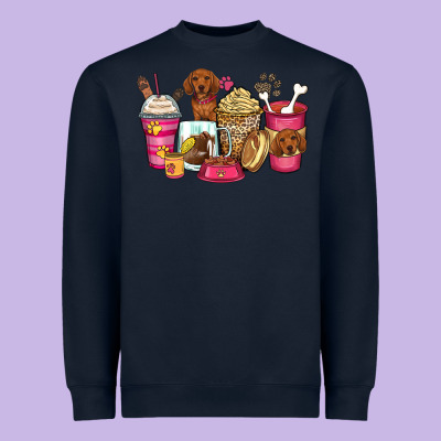 Dachshund Coffee Cups Heavyweight Sweatshirt Designed By Zillion Design Studio