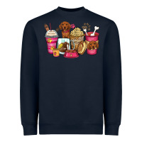 Navy dachshund coffee cups Heavyweight Sweatshirt - Zillion Design Studio