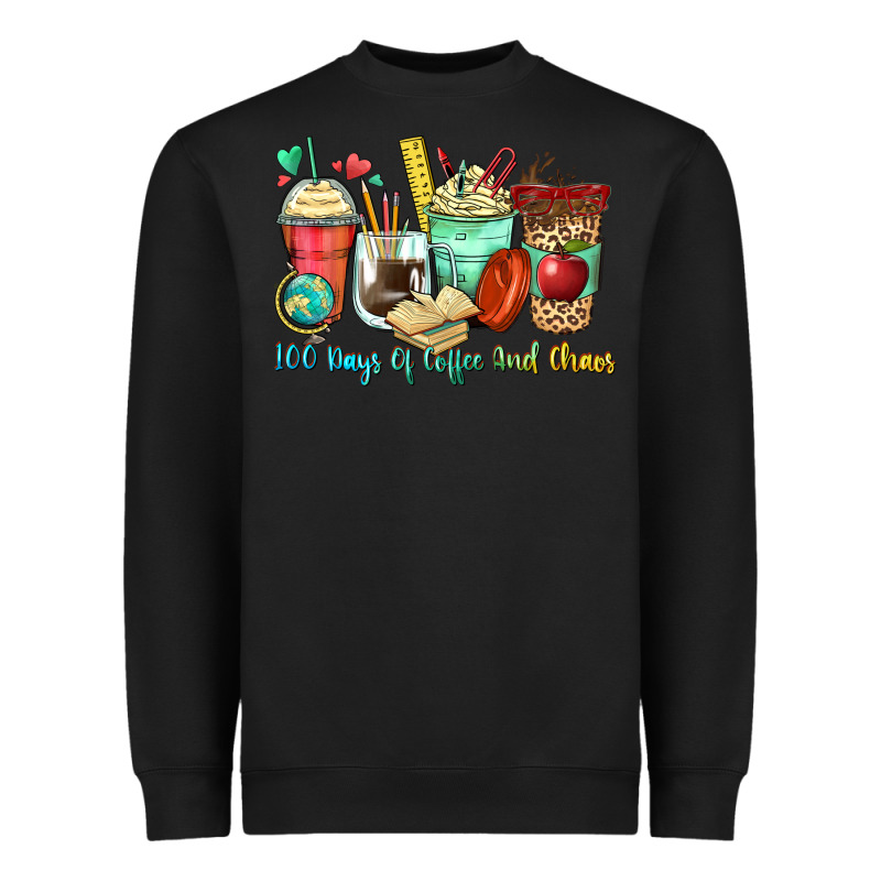 100 Days Of Coffee And Chaos Coffee Cups Heavyweight Sweatshirt by Zillion Design Studio | Teevron