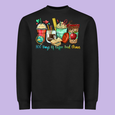 100 Days Of Coffee And Chaos Coffee Cups Heavyweight Sweatshirt Designed By Zillion Design Studio