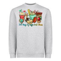 Heather Grey 100 days of coffee and chaos coffee cups Heavyweight Sweatshirt - Zillion Design Studio