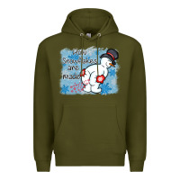 Army Green how snowflakes are made winter christmas Premium Hoodie - MaliasSmallBusiness