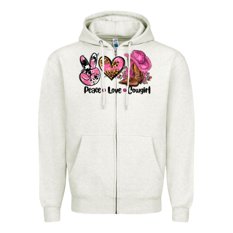 Peace Love  Cowgirl Zipper Hoodie by AdoDesignShop | Teevron
