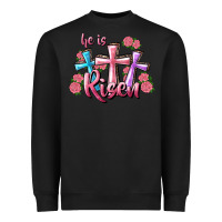 Black He Is Risen Cross Heavyweight Sweatshirt - RanaPortraitStore