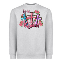 Heather Grey He Is Risen Cross Heavyweight Sweatshirt - RanaPortraitStore